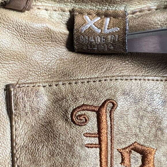 J2 Faux Leather Jacket Women XL Brown Aged Look Zip Front & Sleeves Lined - Picture 14 of 16